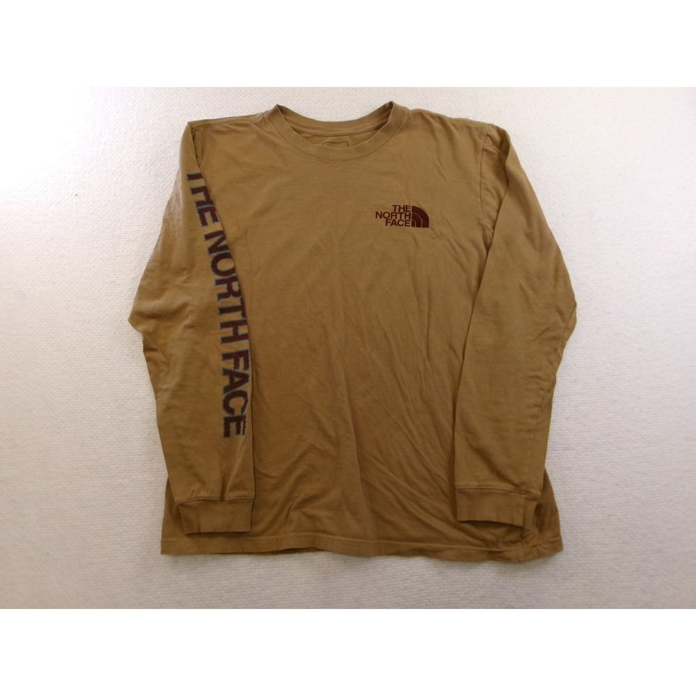 The North Face Long Sleeve T-Shirt Mens L Tan Graphic Logo Sleeve BX70G20‎